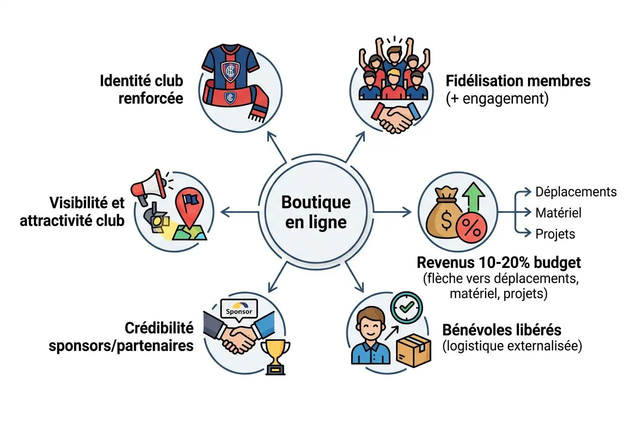 Boutique en ligne pour club de sport: illustration d’un hub central